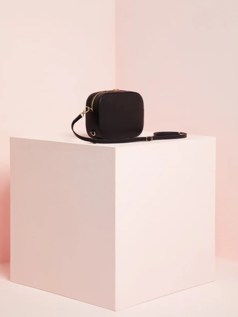 Pop & Suki Black Leather Camera Crossbody Bag